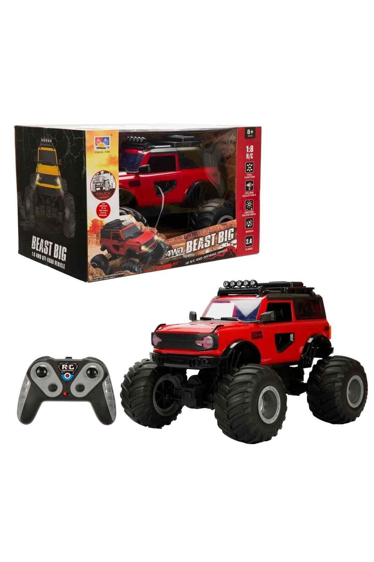 1:8 Sesli ve Işıklı Beast Big USB Şarjlı Uzaktan Kumandalı 4x4 Off Road Araba