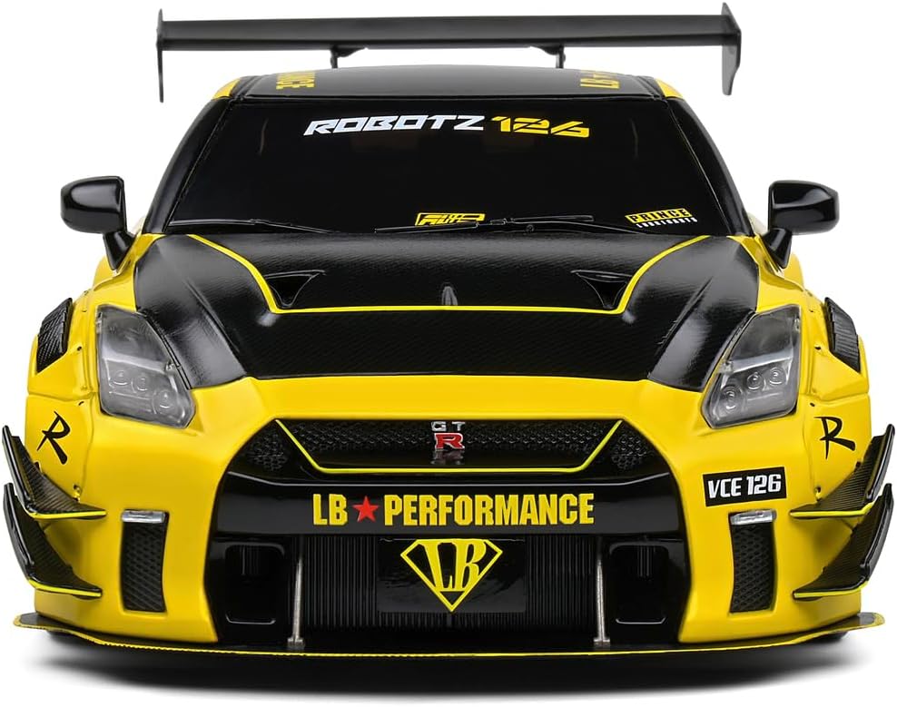 SOLIDO 1:18 Nissan GT-R (R35) W/Liberty Walk Body KIT 2.0 Yellow 2020