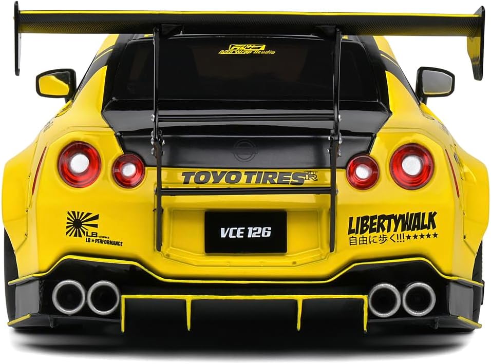 SOLIDO 1:18 Nissan GT-R (R35) W/Liberty Walk Body KIT 2.0 Yellow 2020