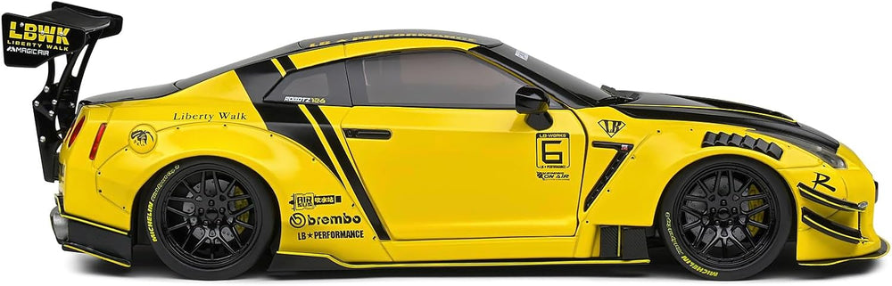 SOLIDO 1:18 Nissan GT-R (R35) W/Liberty Walk Body KIT 2.0 Yellow 2020