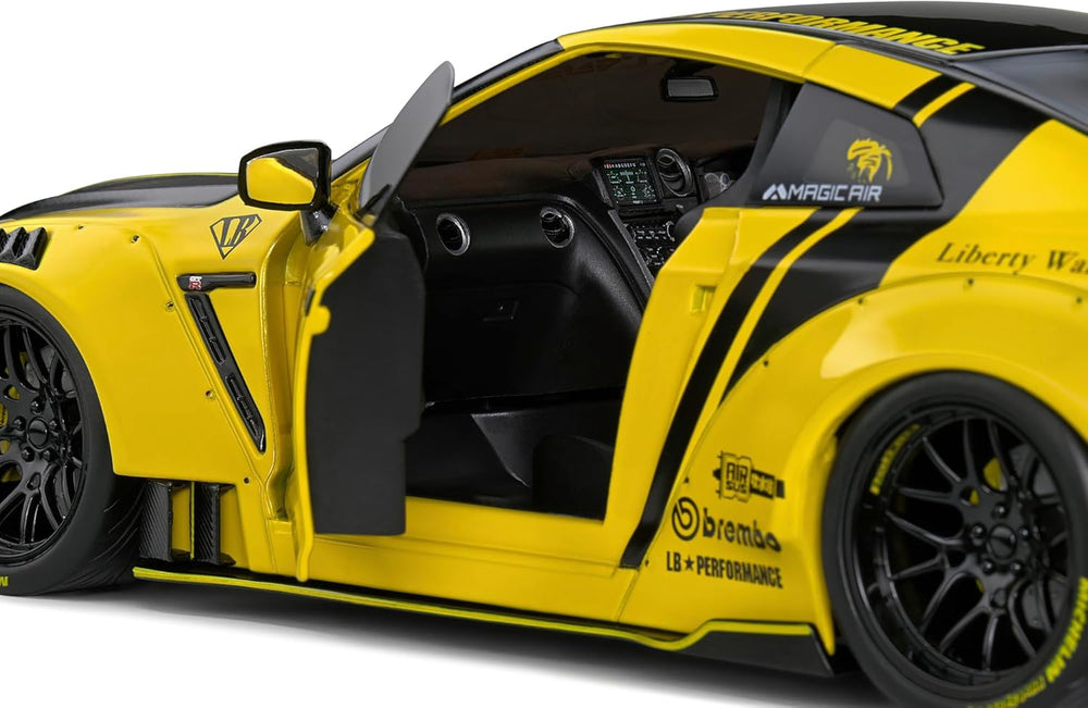 SOLIDO 1:18 Nissan GT-R (R35) W/Liberty Walk Body KIT 2.0 Yellow 2020