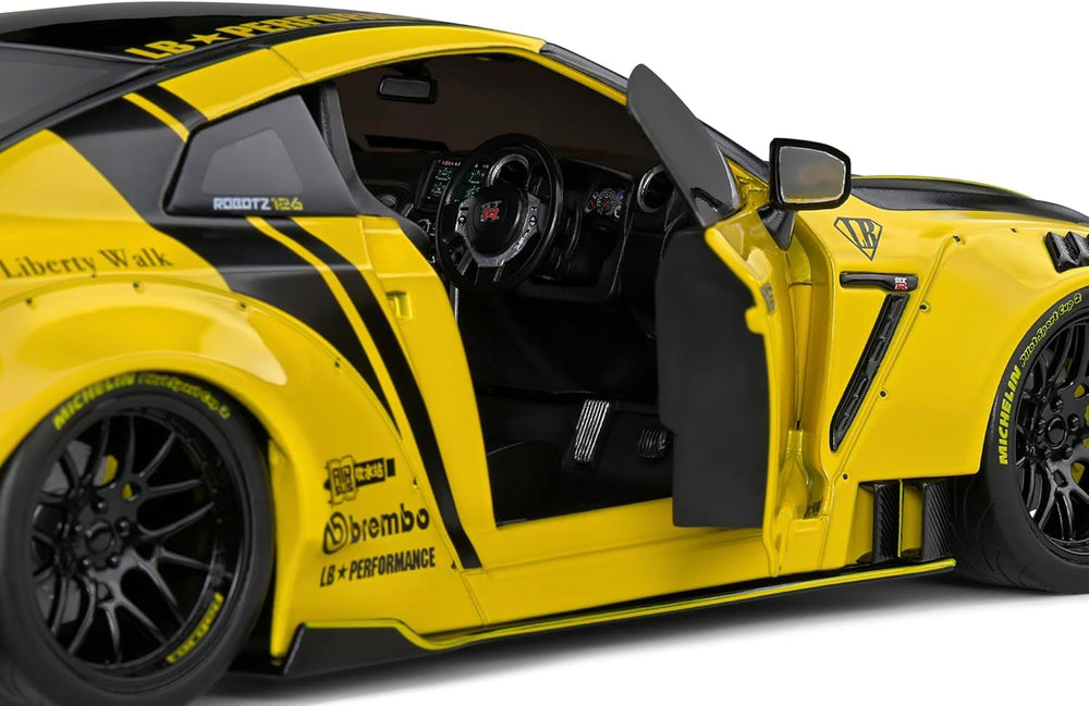 SOLIDO 1:18 Nissan GT-R (R35) W/Liberty Walk Body KIT 2.0 Yellow 2020