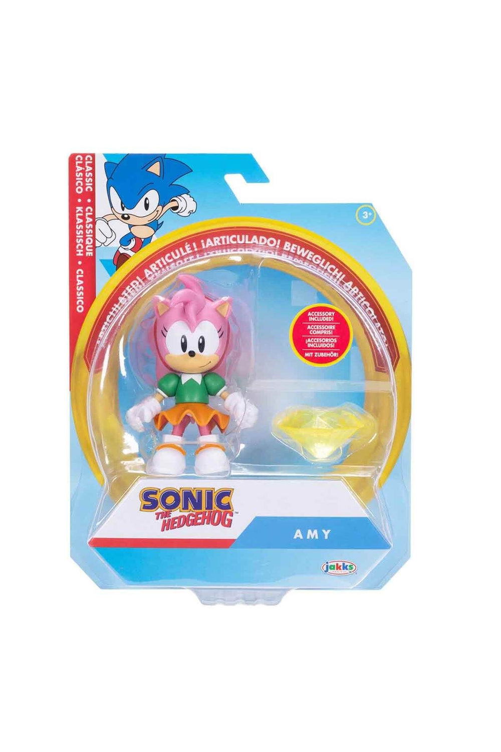 Sonic the Hedgehog Amy Aksiyon Figürü 10 cm Eklemli Karakter ve Kristal Aksesuar (3+ Yaş)