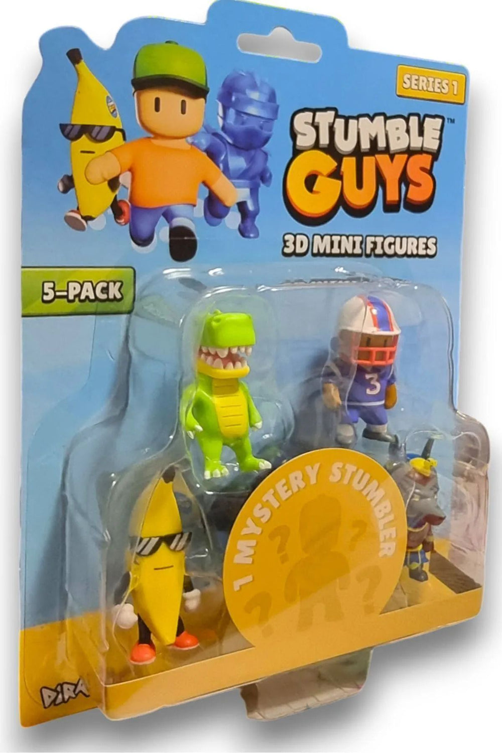 Stumble Guys Seri 1 - 3D Mini 1 i Gizemli olan 5 li Figür Seti - T-rex Quarterback Banana Guy Anubis
