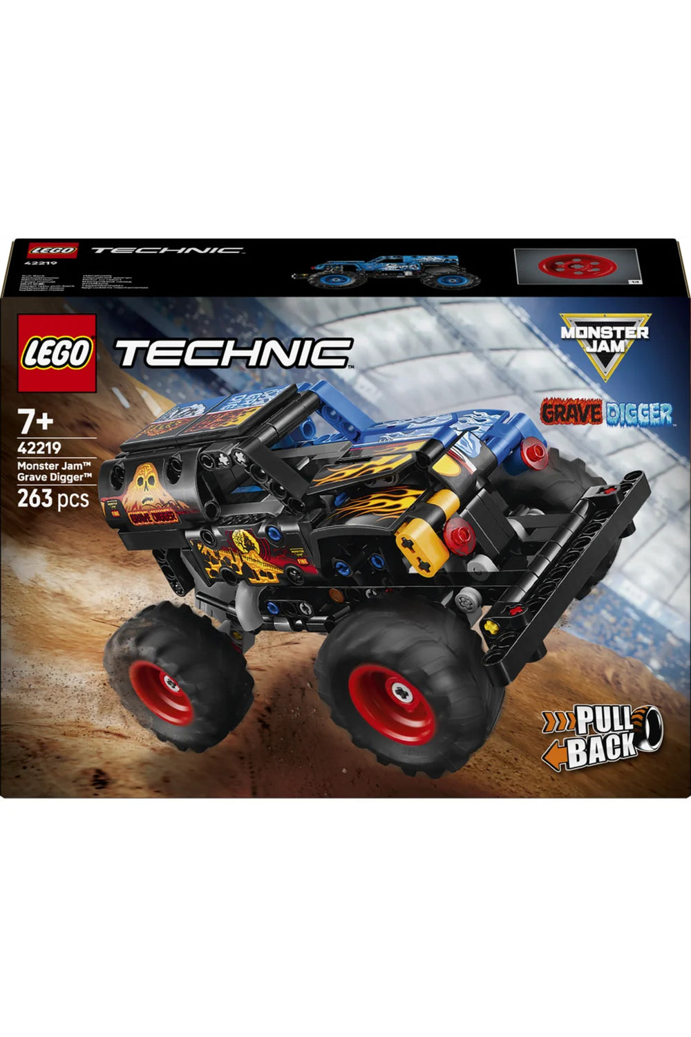 ® Technic Monster Jam™ Grave Digger™ Ateş ve Buz 42219 – 7+ Oyuncak Yapım Seti (263 Parça)