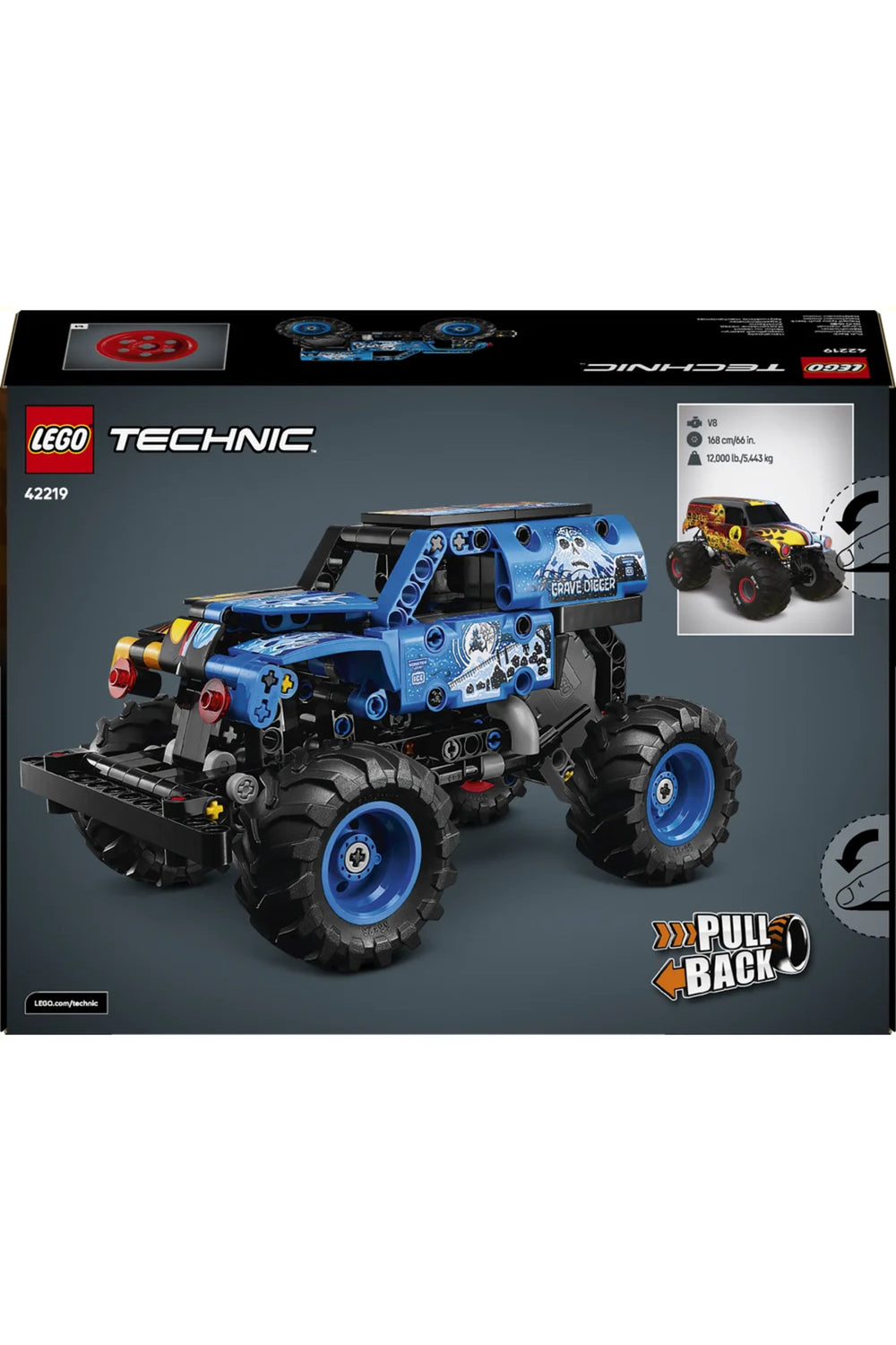 ® Technic Monster Jam™ Grave Digger™ Ateş ve Buz 42219 – 7+ Oyuncak Yapım Seti (263 Parça)
