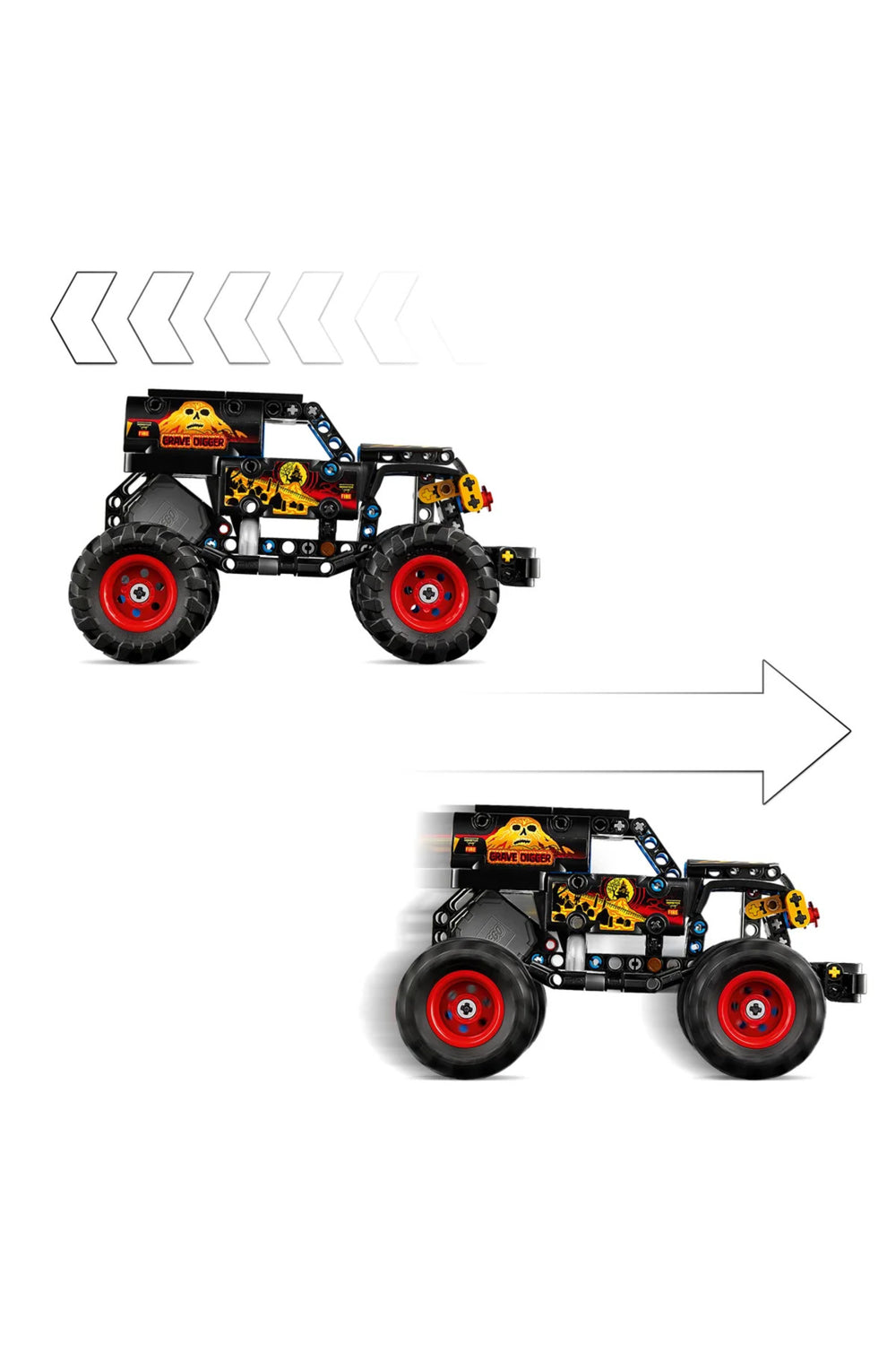 ® Technic Monster Jam™ Grave Digger™ Ateş ve Buz 42219 – 7+ Oyuncak Yapım Seti (263 Parça)