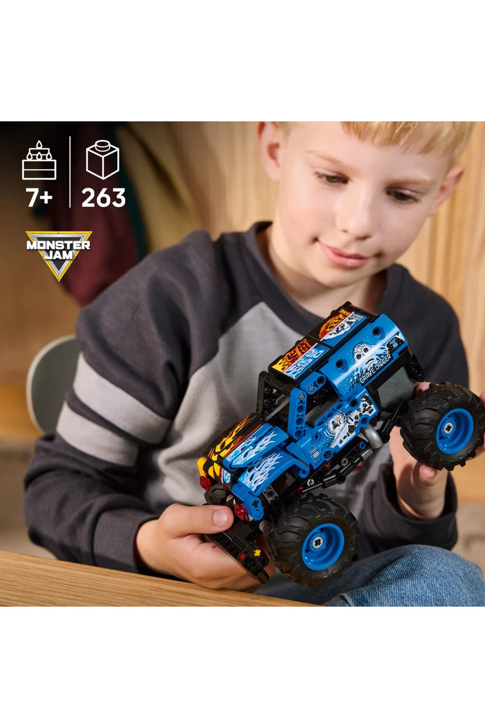 ® Technic Monster Jam™ Grave Digger™ Ateş ve Buz 42219 – 7+ Oyuncak Yapım Seti (263 Parça)
