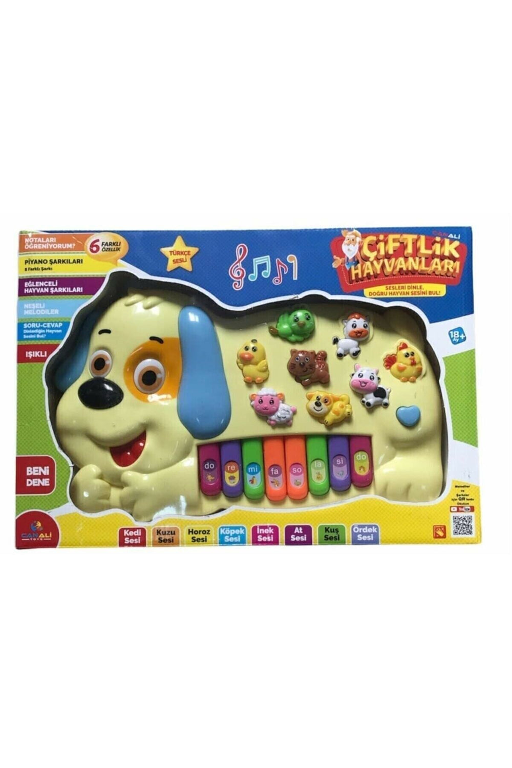 Türkçe Sesli Eğitici Köpek Figürlü Çiftlik Hayvanları Müzikli Piyano Cnl-2223