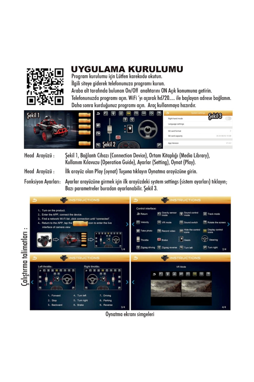 Uzaktan Kumandalı Full Fonksiyon Şarjlı 2.4G Kameralı Off Road Araba
