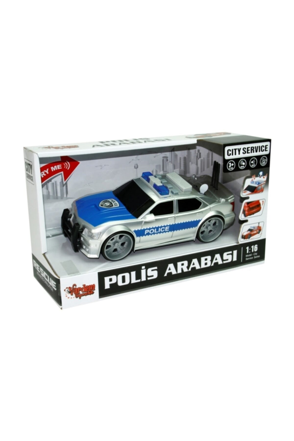 WY620A-B 1:16 Sürtmeli Sesli Işıklı Polis Arabası -Vardem